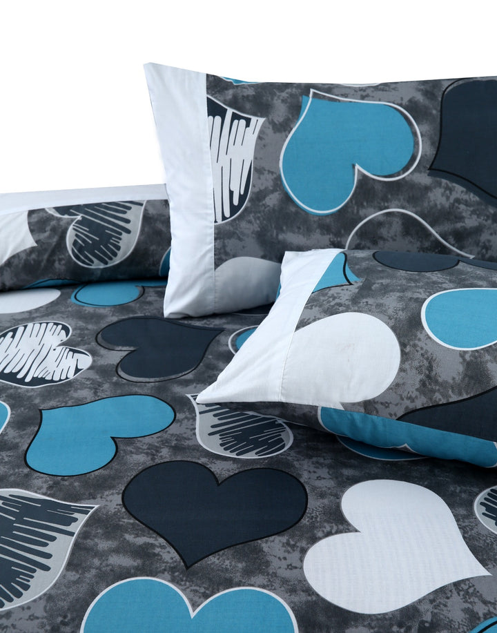 3 Pcs Cuffed Printed Bedsheet Set - 1357