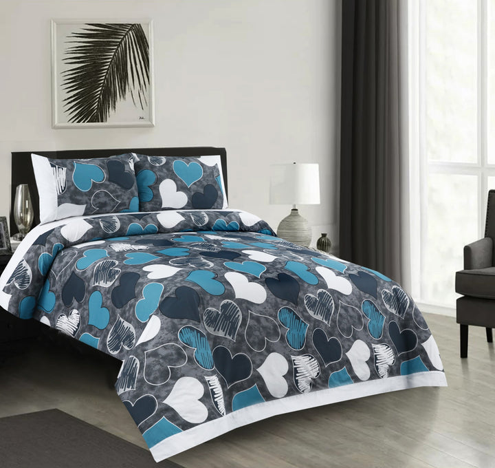 3 Pcs Cuffed Printed Bedsheet Set - 1357