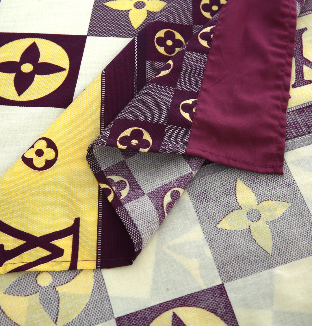 3 Pcs Cuffed Printed Bedsheet Set - 1354