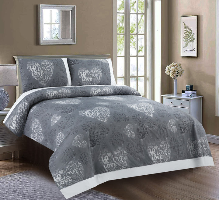3 Pcs Cuffed Printed Bedsheet Set - 1361