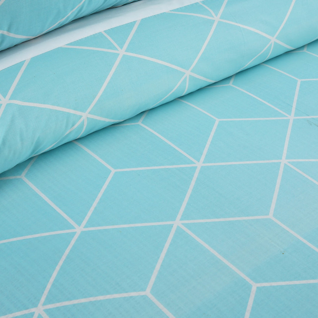 3 Pcs Cuffed Printed Bedsheet Set - 1383
