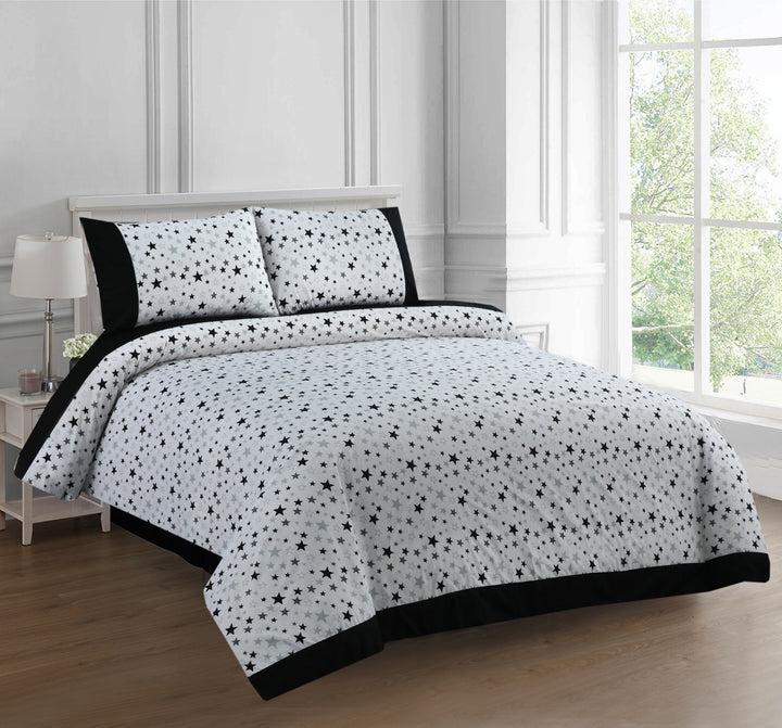 3 Pcs Cuffed Printed Bedsheet Set - 1376