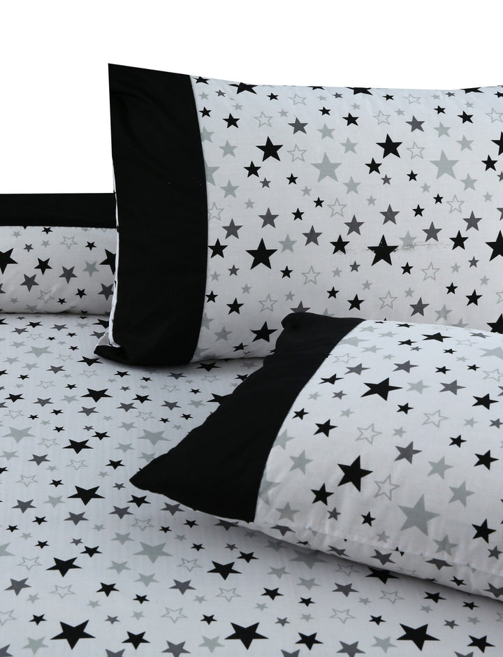 3 Pcs Cuffed Printed Bedsheet Set - 1376