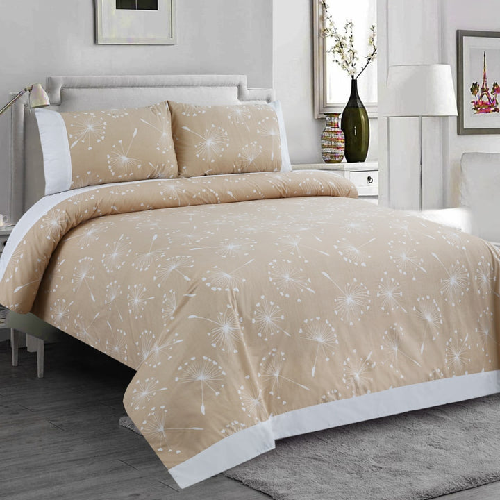 3 Pcs Cuffed Printed Bedsheet Set - 1386