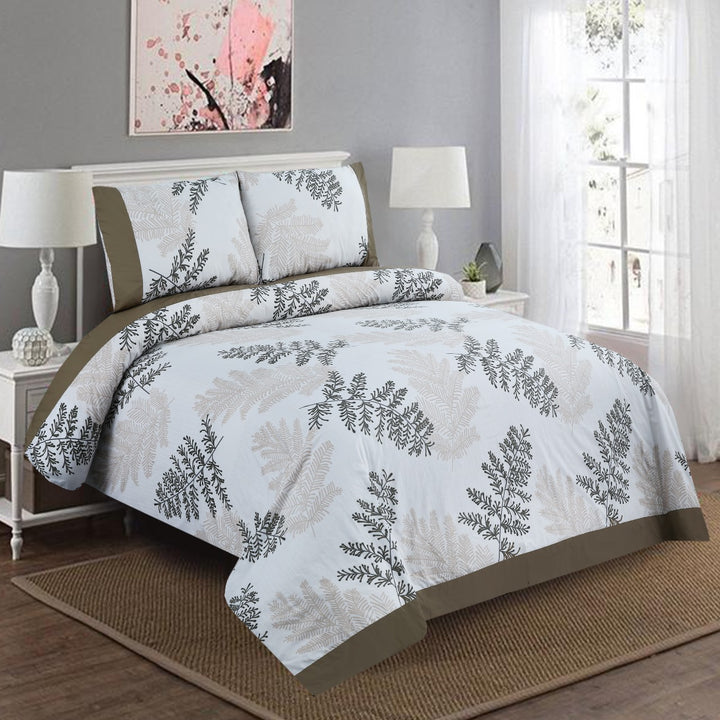 3 Pcs Cuffed Printed Bedsheet Set - 1387