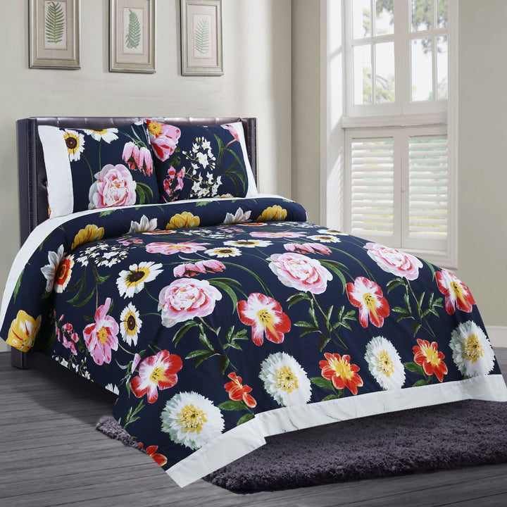3 Pcs Cuffed Printed Bedsheet Set - 1388