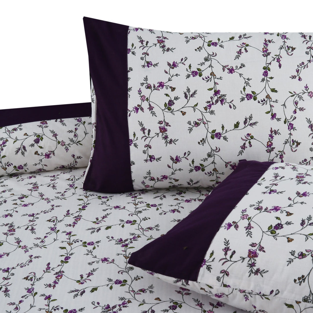 3 Pcs Cuffed Printed Bedsheet Set - 1390