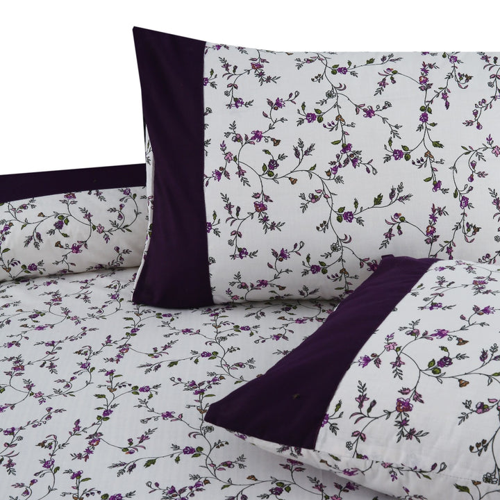 3 Pcs Cuffed Printed Bedsheet Set - 1390