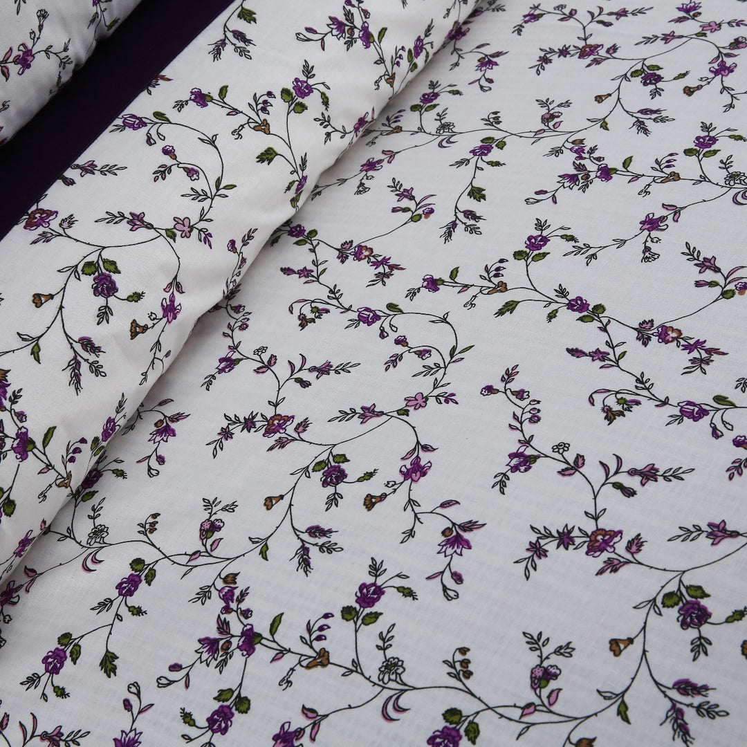 3 Pcs Cuffed Printed Bedsheet Set - 1390