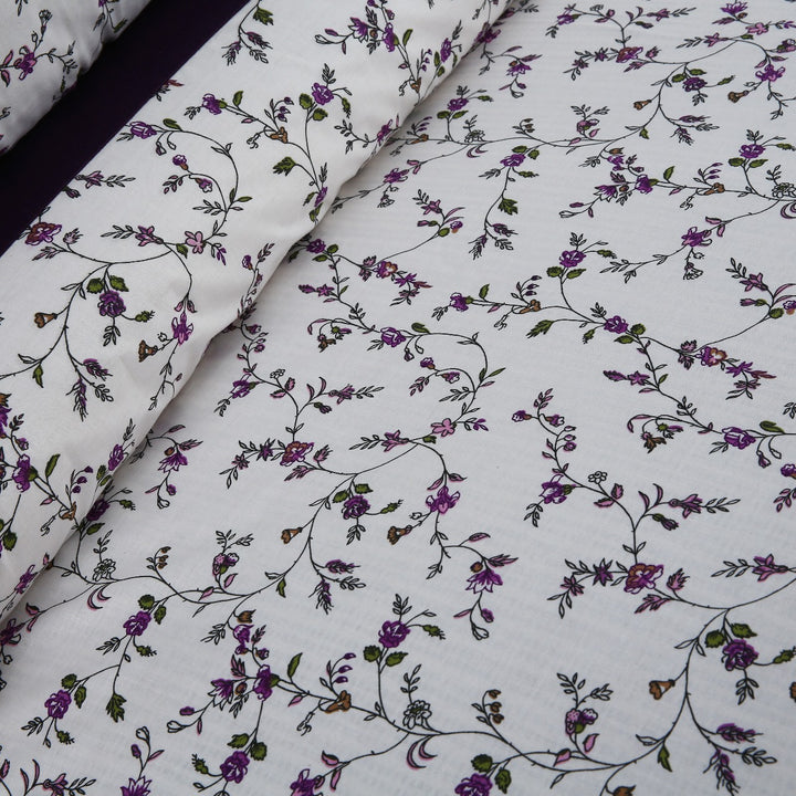 3 Pcs Cuffed Printed Bedsheet Set - 1390
