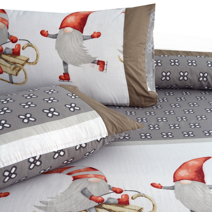 3 Pcs Cuffed Printed Bedsheet Set - 1405