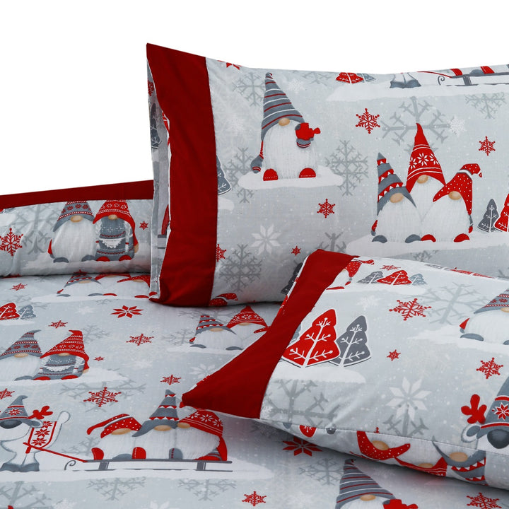 3 Pcs Cuffed Printed Bedsheet Set - 1406