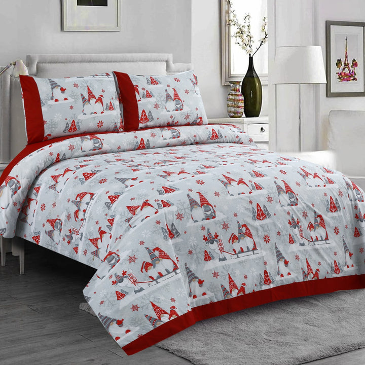 3 Pcs Cuffed Printed Bedsheet Set - 1406