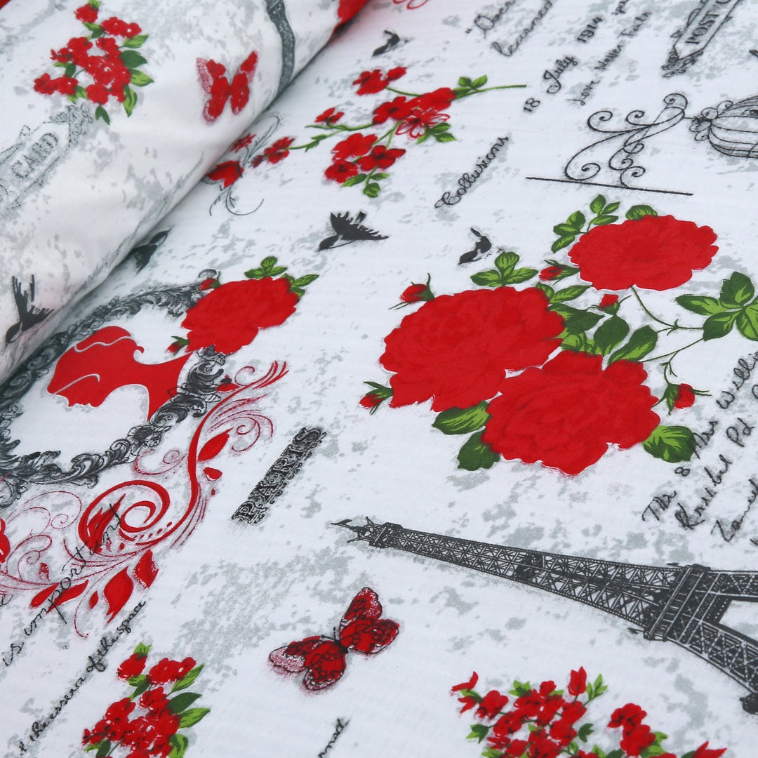 3 Pcs Cuffed Printed Bedsheet Set - 1407