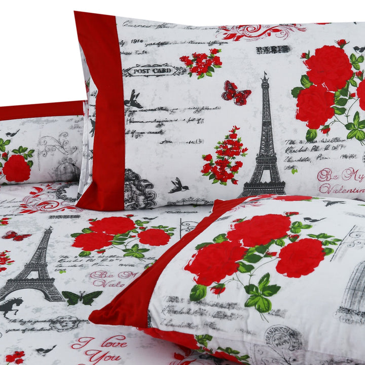 3 Pcs Cuffed Printed Bedsheet Set - 1407