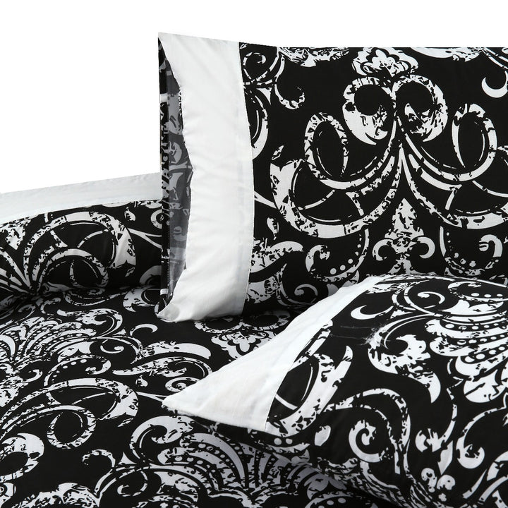 3 Pcs Cuffed Printed Bedsheet Set - 1409