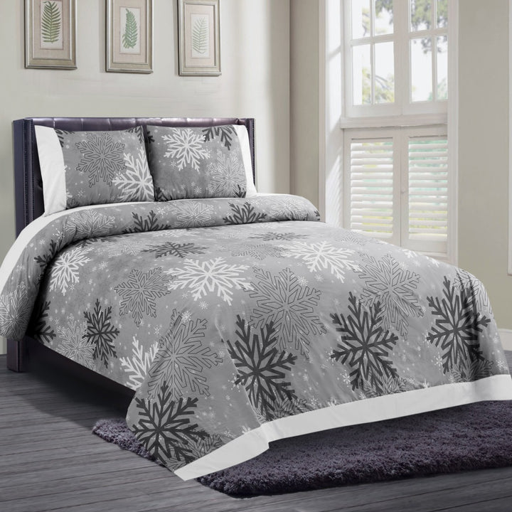 3 Pcs Cuffed Printed Bedsheet Set - 1411