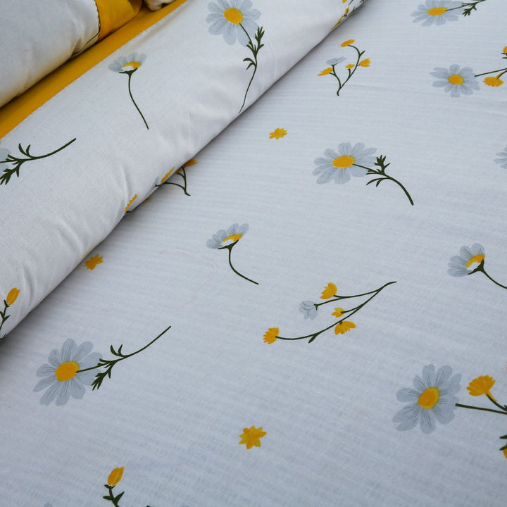 3 Pcs Cuffed Printed Bedsheet Set - 1414