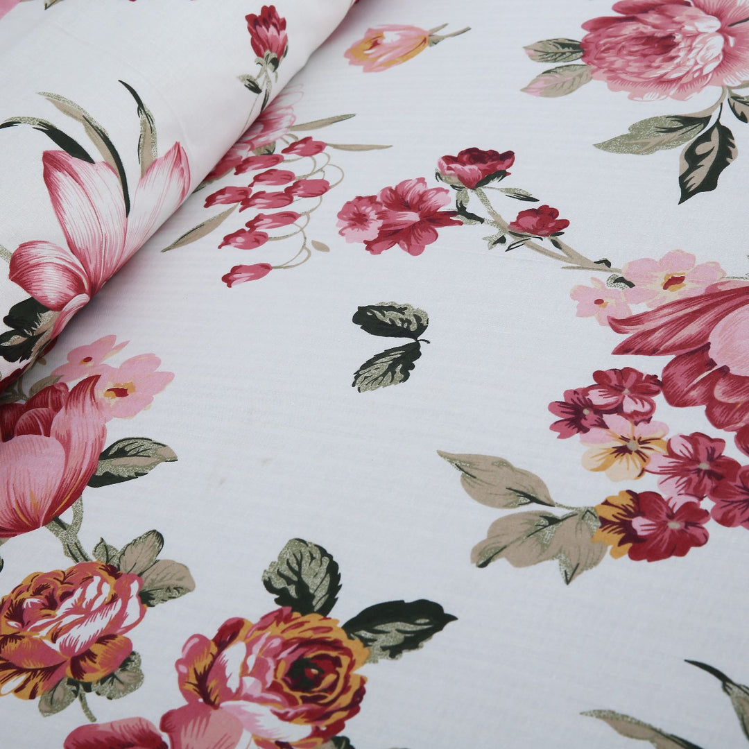 3 Pcs Cuffed Printed Bedsheet Set - 1417