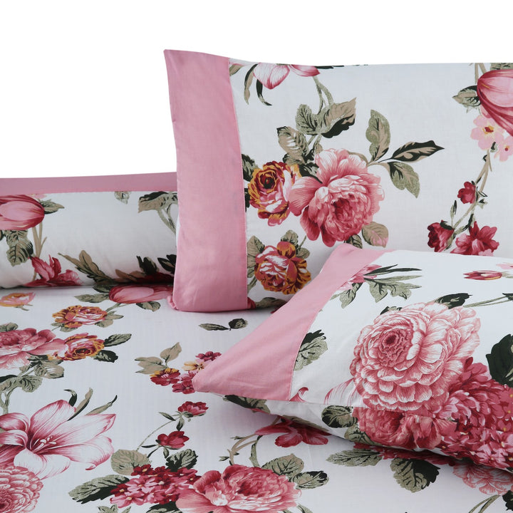 3 Pcs Cuffed Printed Bedsheet Set - 1417