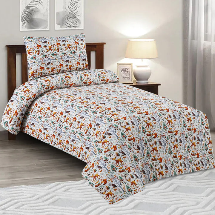 2 Pcs Luxury Single Printed Bed Sheet -1430
