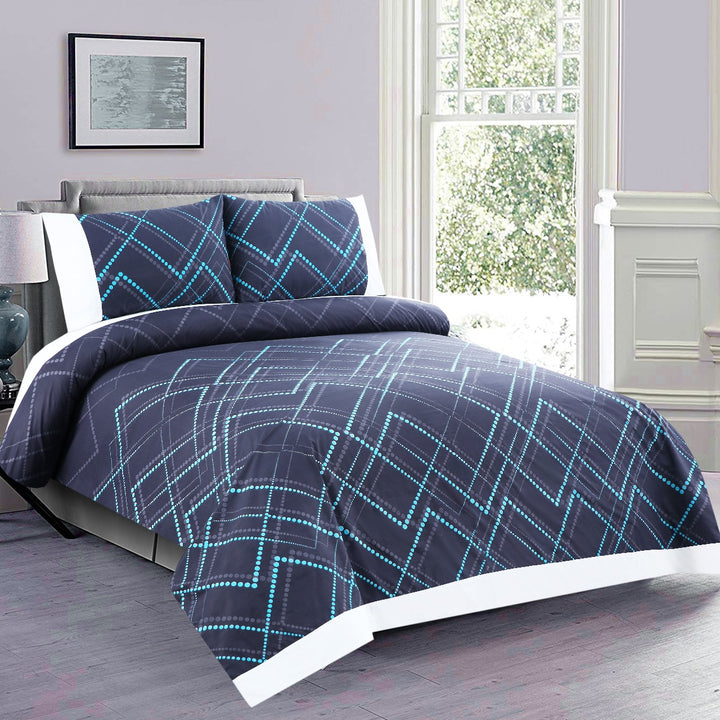 3 Pcs Cuffed Printed Bedsheet Set - 1431