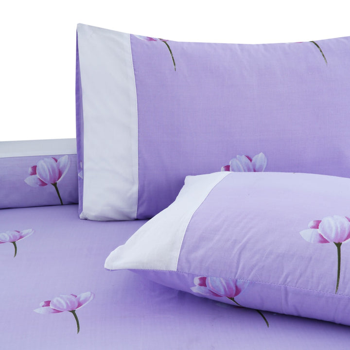 3 Pcs Cuffed Printed Bedsheet Set - 1432