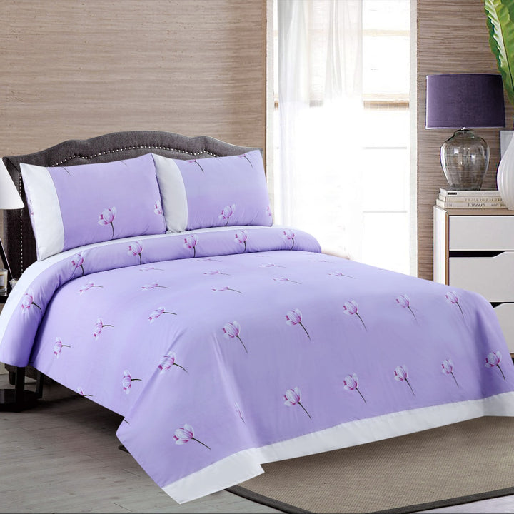 3 Pcs Cuffed Printed Bedsheet Set - 1432