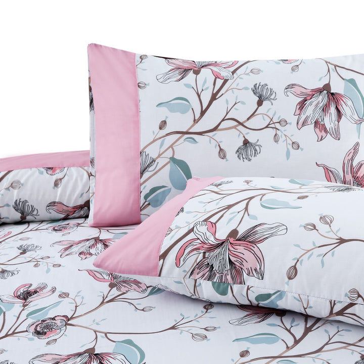 3 Pcs Cuffed Printed Bedsheet Set - 1433