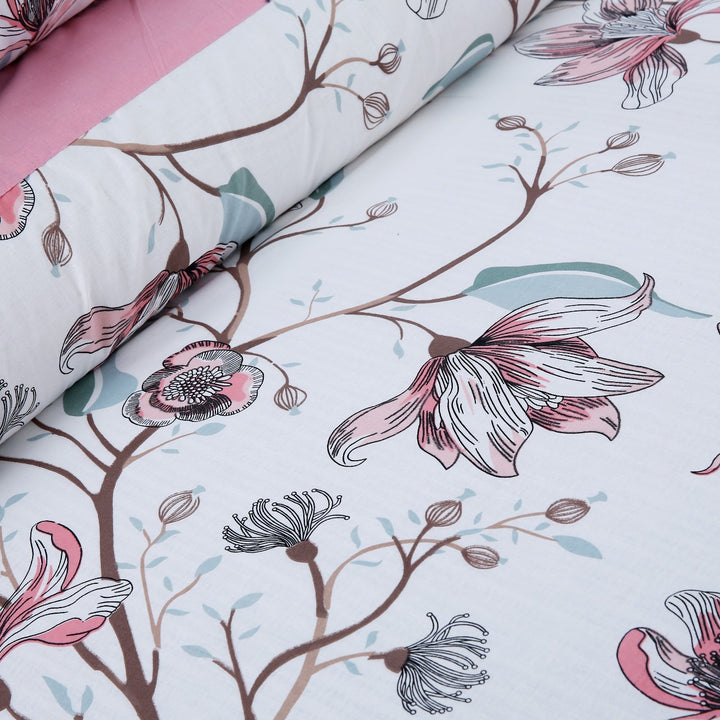3 Pcs Cuffed Printed Bedsheet Set - 1433
