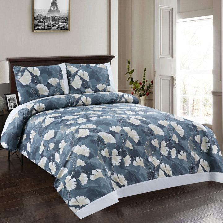 3 Pcs Cuffed Printed Bedsheet Set - 1435
