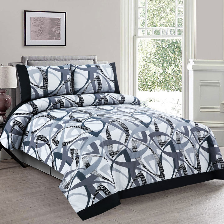 3 Pcs Cuffed Printed Bedsheet Set - 1436