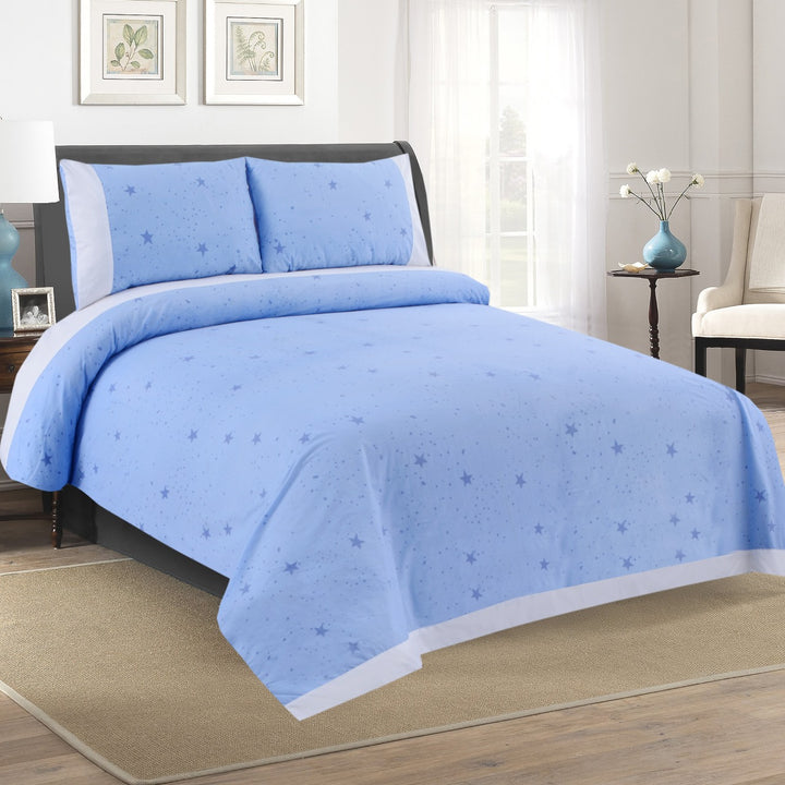 3 Pcs Cuffed Printed Bedsheet Set - 1437