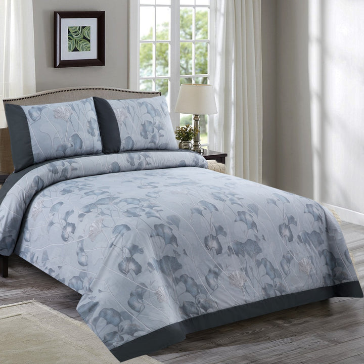 3 Pcs Cuffed Printed Bedsheet Set - 1441