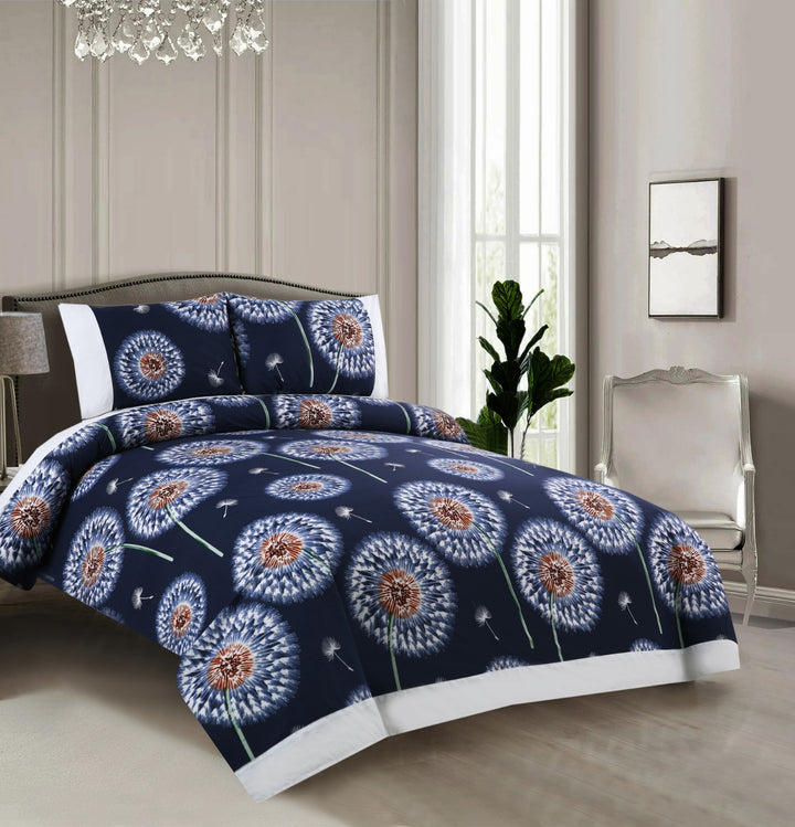 3 Pcs Cuffed Printed Bedsheet Set - 1470
