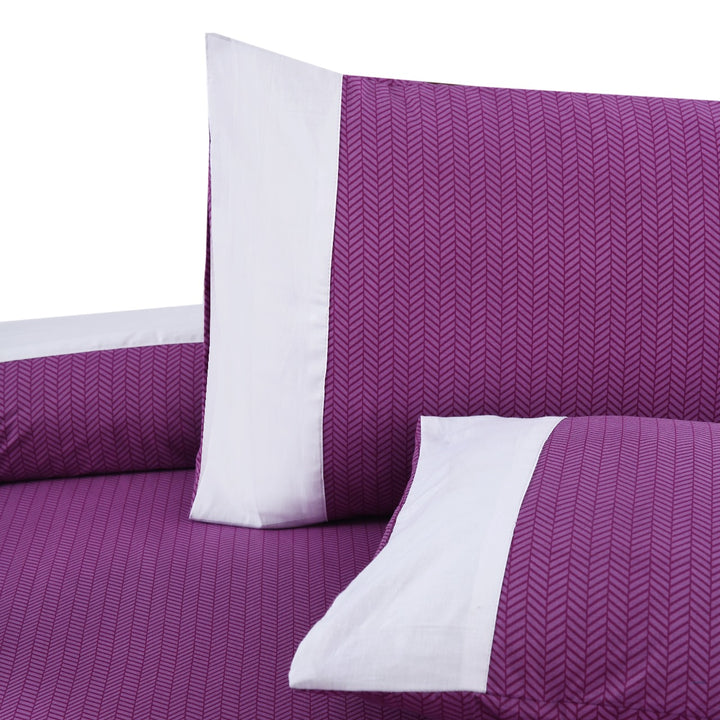 3 Pcs Cuffed Printed Bedsheet Set - 1472