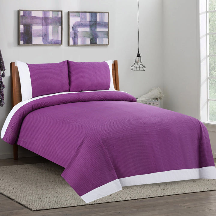 3 Pcs Cuffed Printed Bedsheet Set - 1472