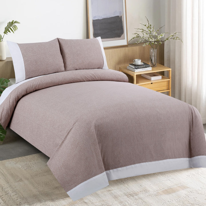3 Pcs Cuffed Printed Bedsheet Set - 1473