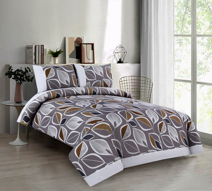 3 Pcs Cuffed Printed Bedsheet Set - 1475