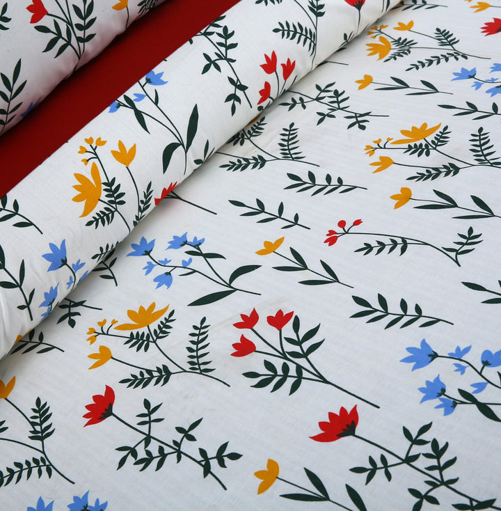 3 Pcs Cuffed Printed Bedsheet Set - 1486