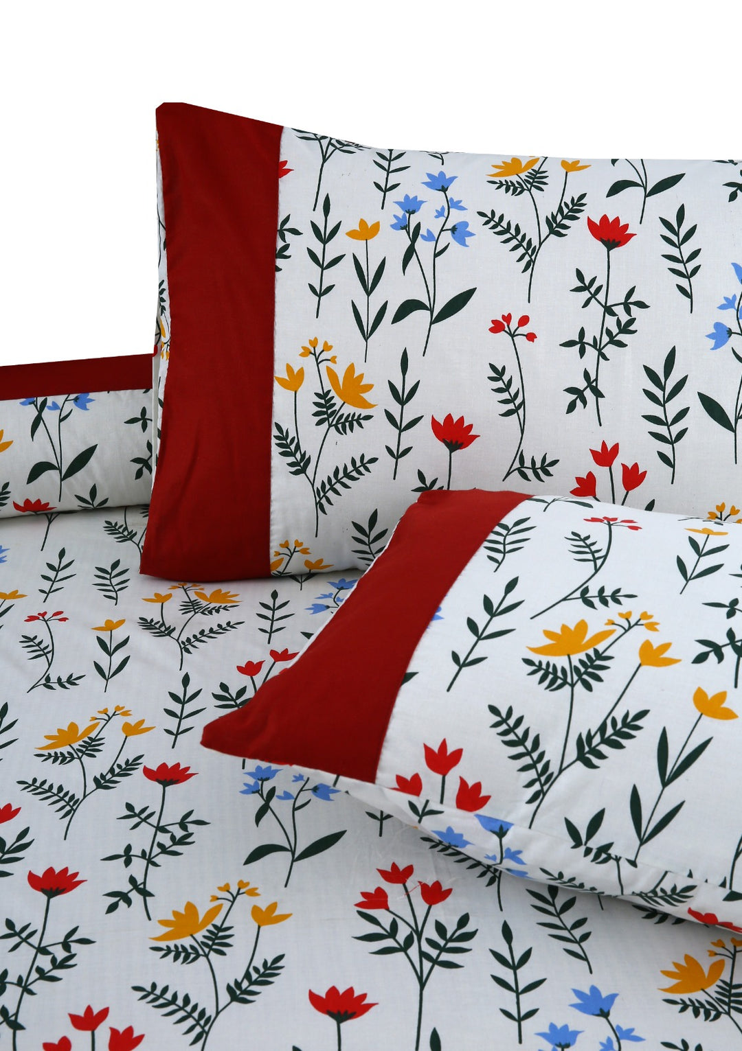 3 Pcs Cuffed Printed Bedsheet Set - 1486