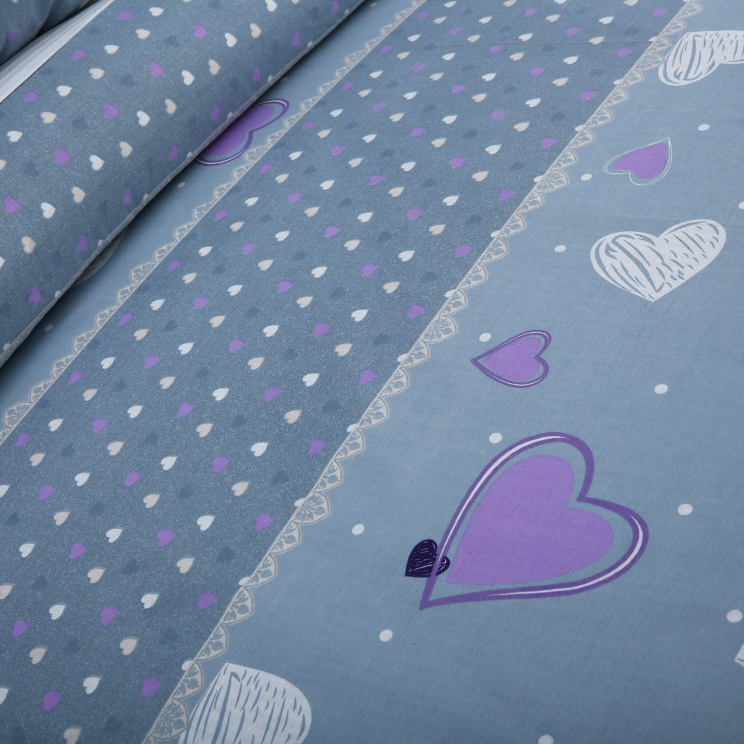 3 Pcs Cuffed Printed Bedsheet Set - 1494