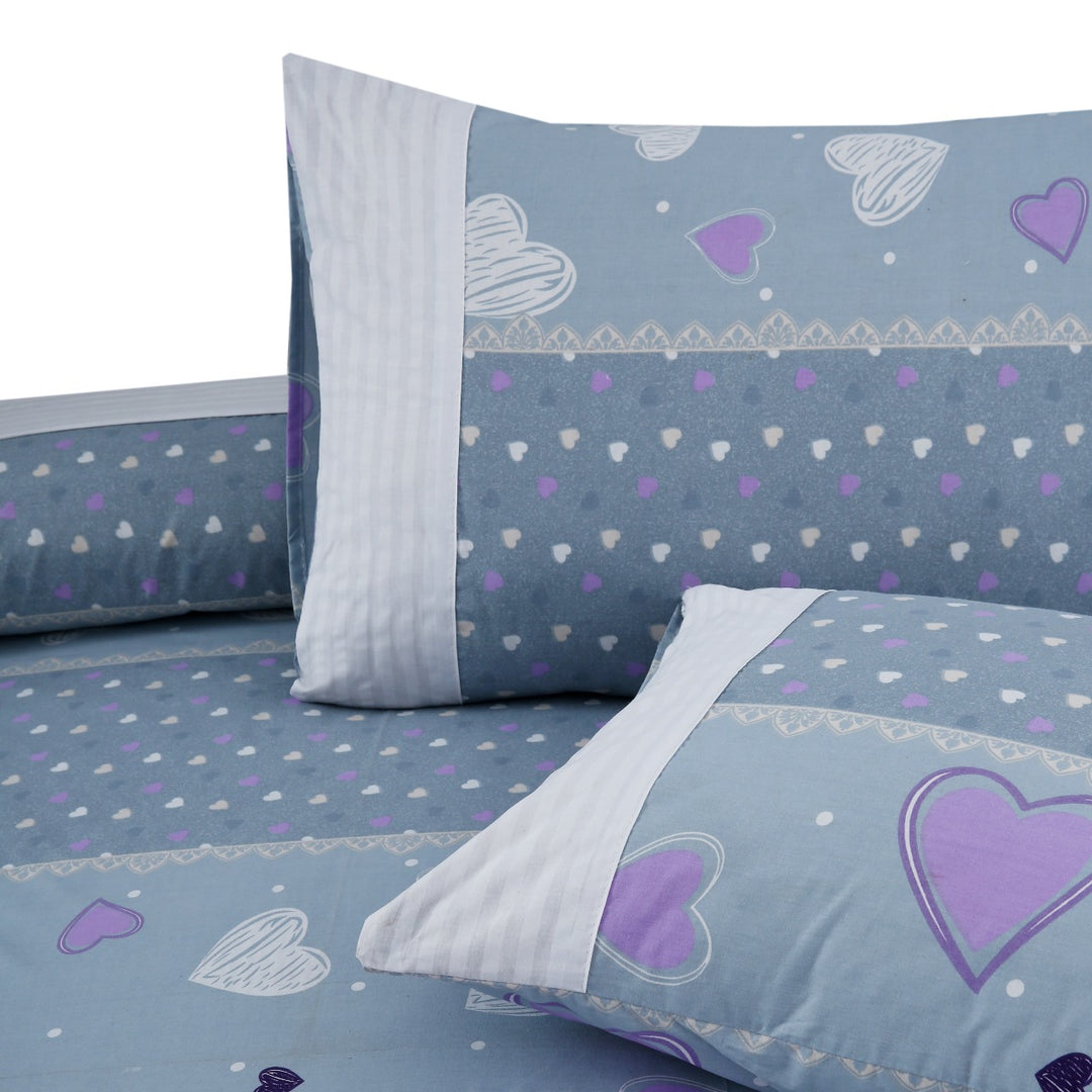 3 Pcs Cuffed Printed Bedsheet Set - 1494