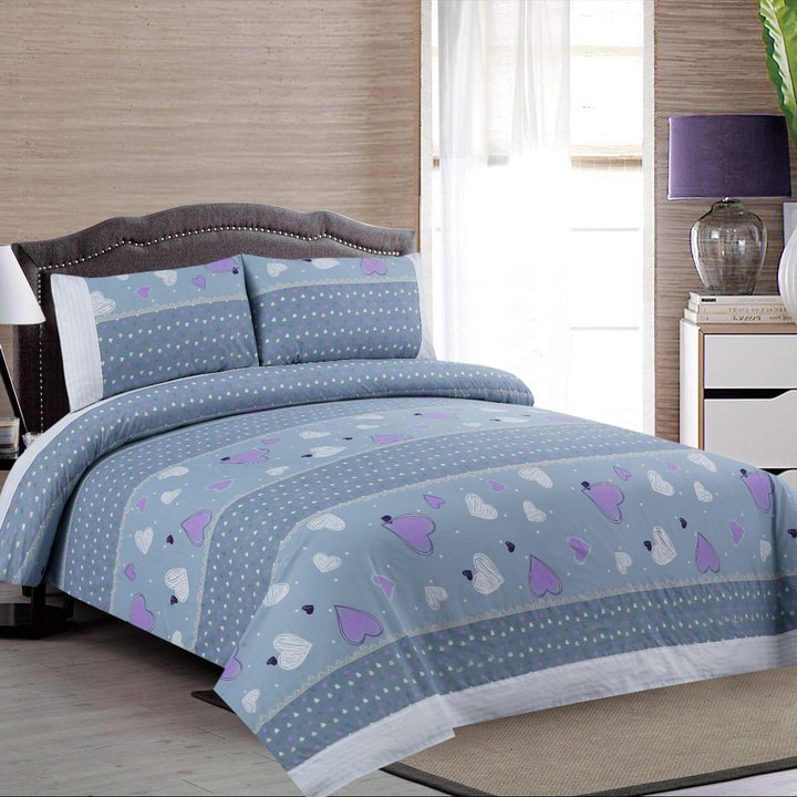 3 Pcs Cuffed Printed Bedsheet Set - 1494
