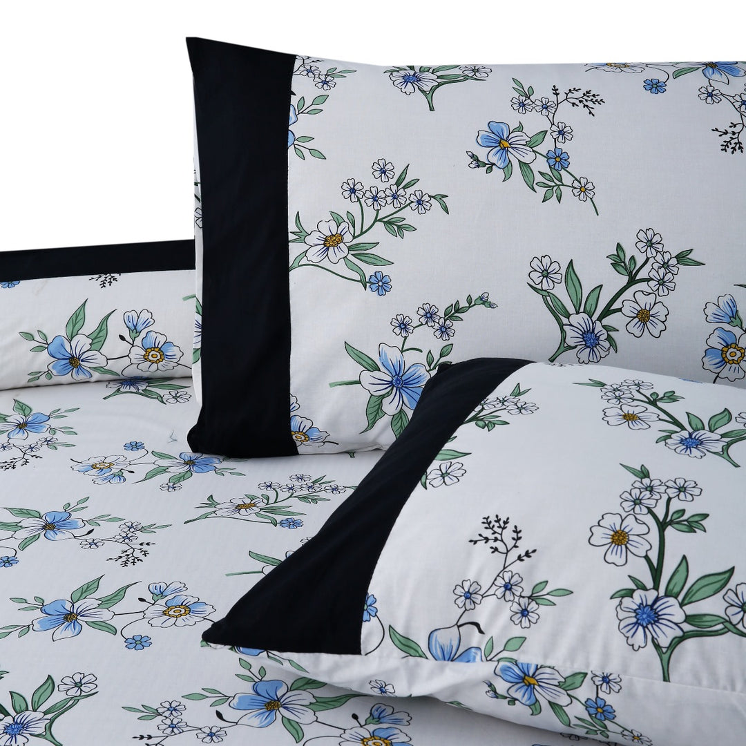 3 Pcs Cuffed Printed Bedsheet Set - 1496