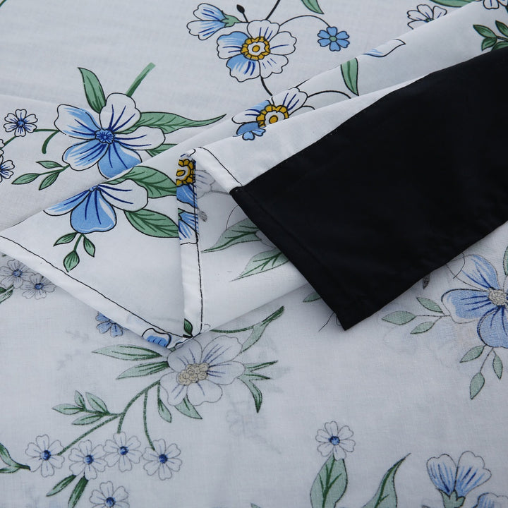 3 Pcs Cuffed Printed Bedsheet Set - 1496