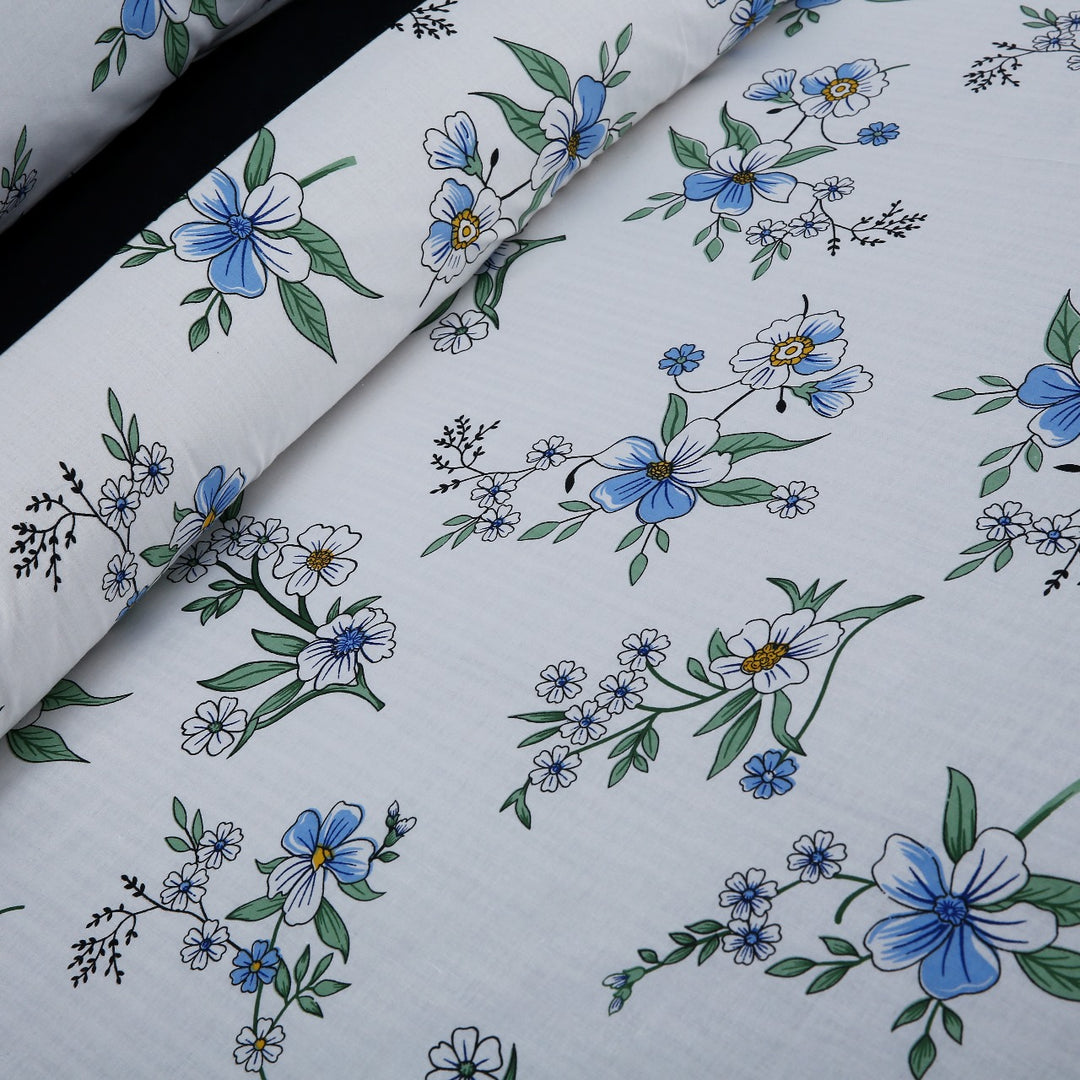 3 Pcs Cuffed Printed Bedsheet Set - 1496