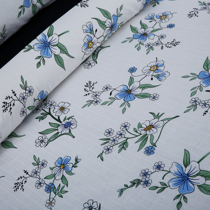 3 Pcs Cuffed Printed Bedsheet Set - 1496