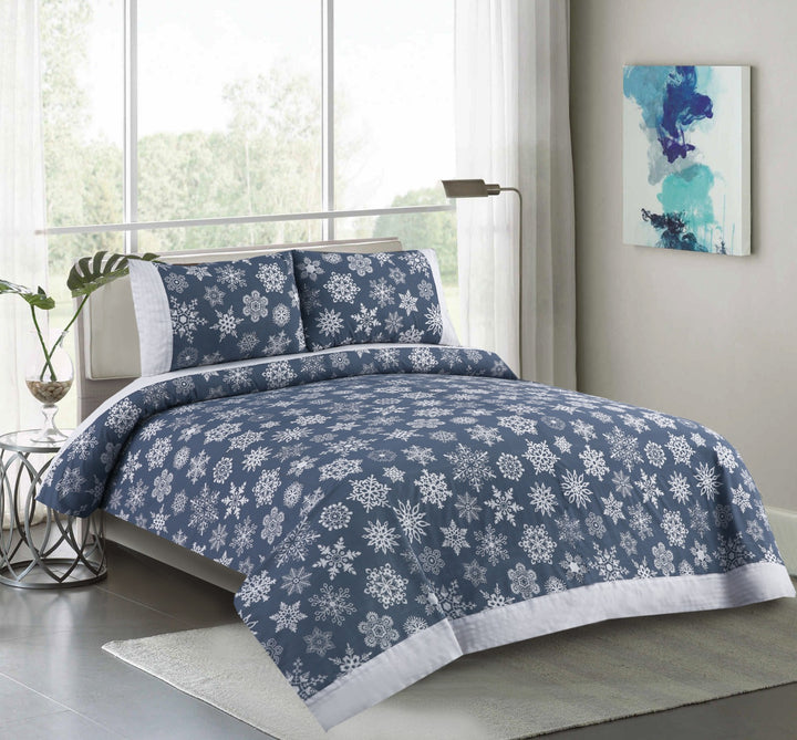 3 Pcs Cuffed Printed Bedsheet Set - 1515