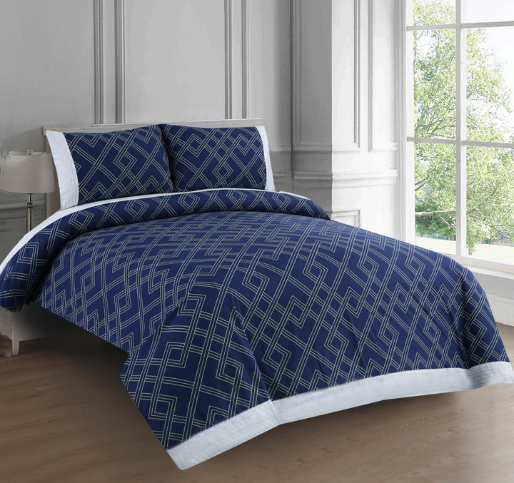 3 Pcs Cuffed Printed Bedsheet Set - 1516